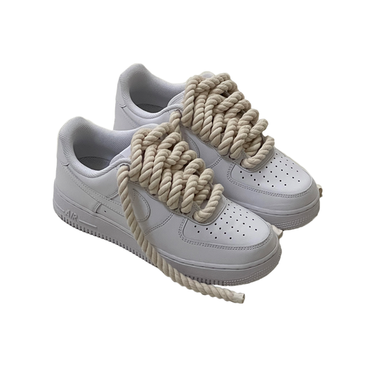 Custom Nike Air Force 1 White Rope Laces Cream